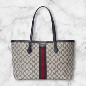 GUCCI Ophidia Large Beige And Blue GG Canvas Tote Bag